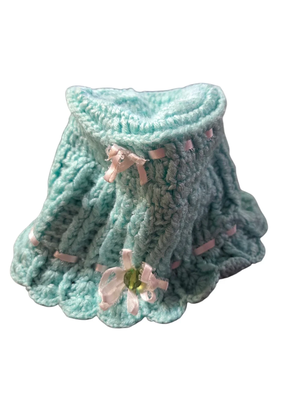 Handmade Light Blue Crochet Sun Hat for Girls